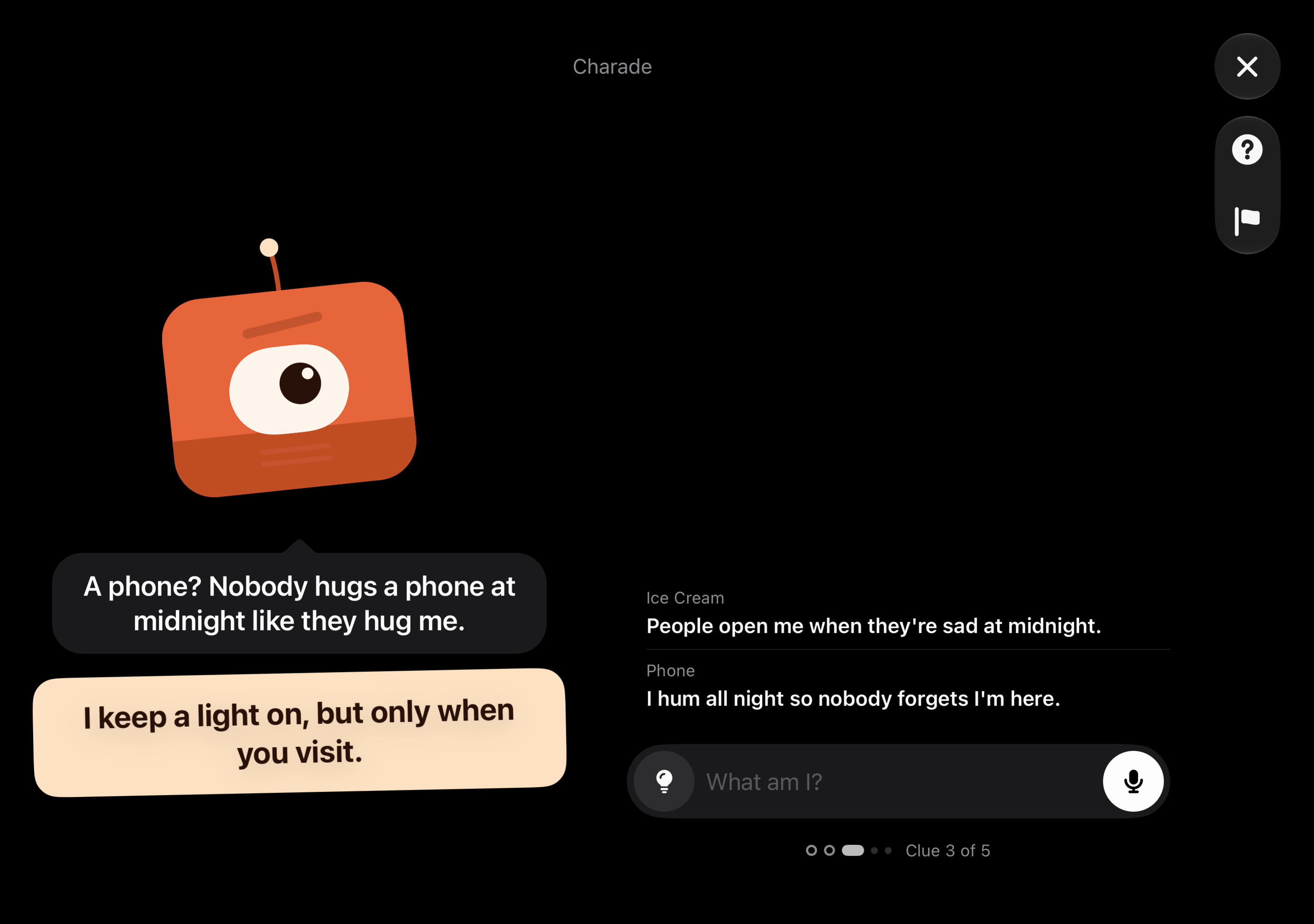 iPhone Duo screenshot: Charade, dark