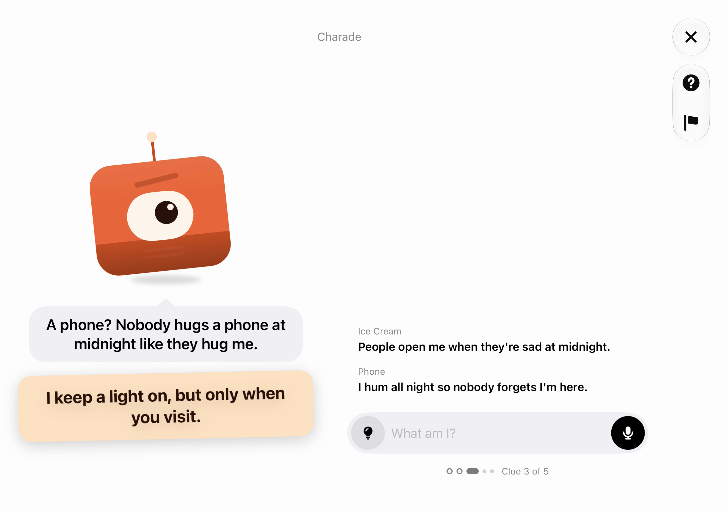 iPhone Duo screenshot: Charade, light