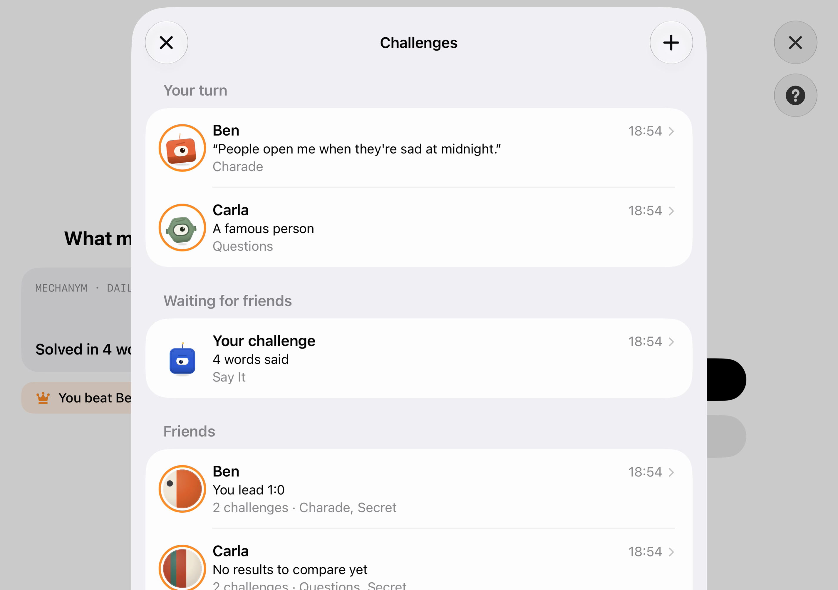iPhone Duo screenshot: Challenges, light