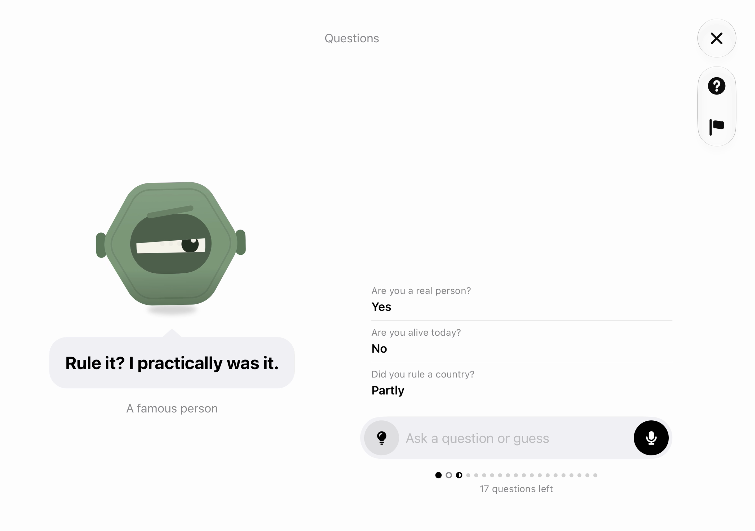 iPhone Duo screenshot: Questions, light