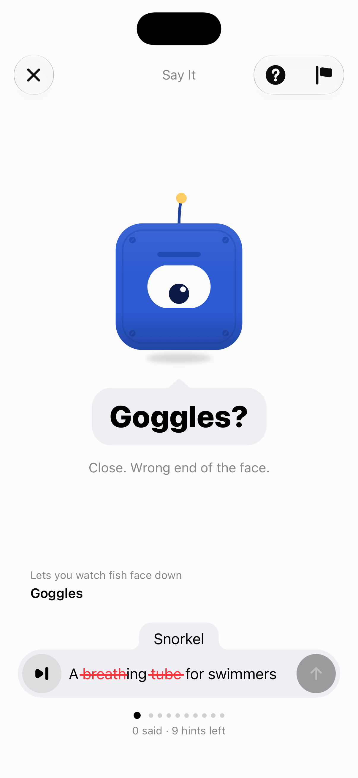 iPhone screenshot: Say It, light