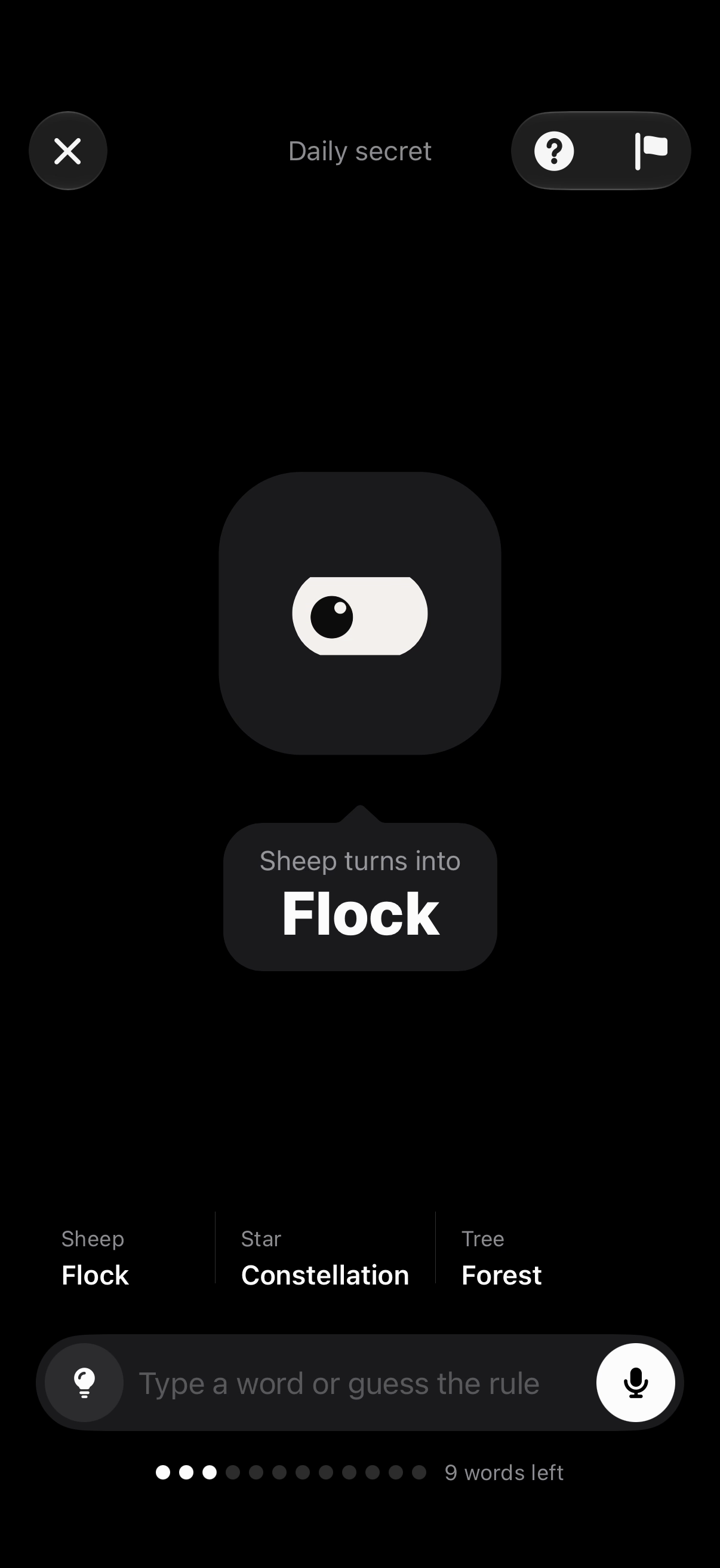 iPhone screenshot: Secret, dark