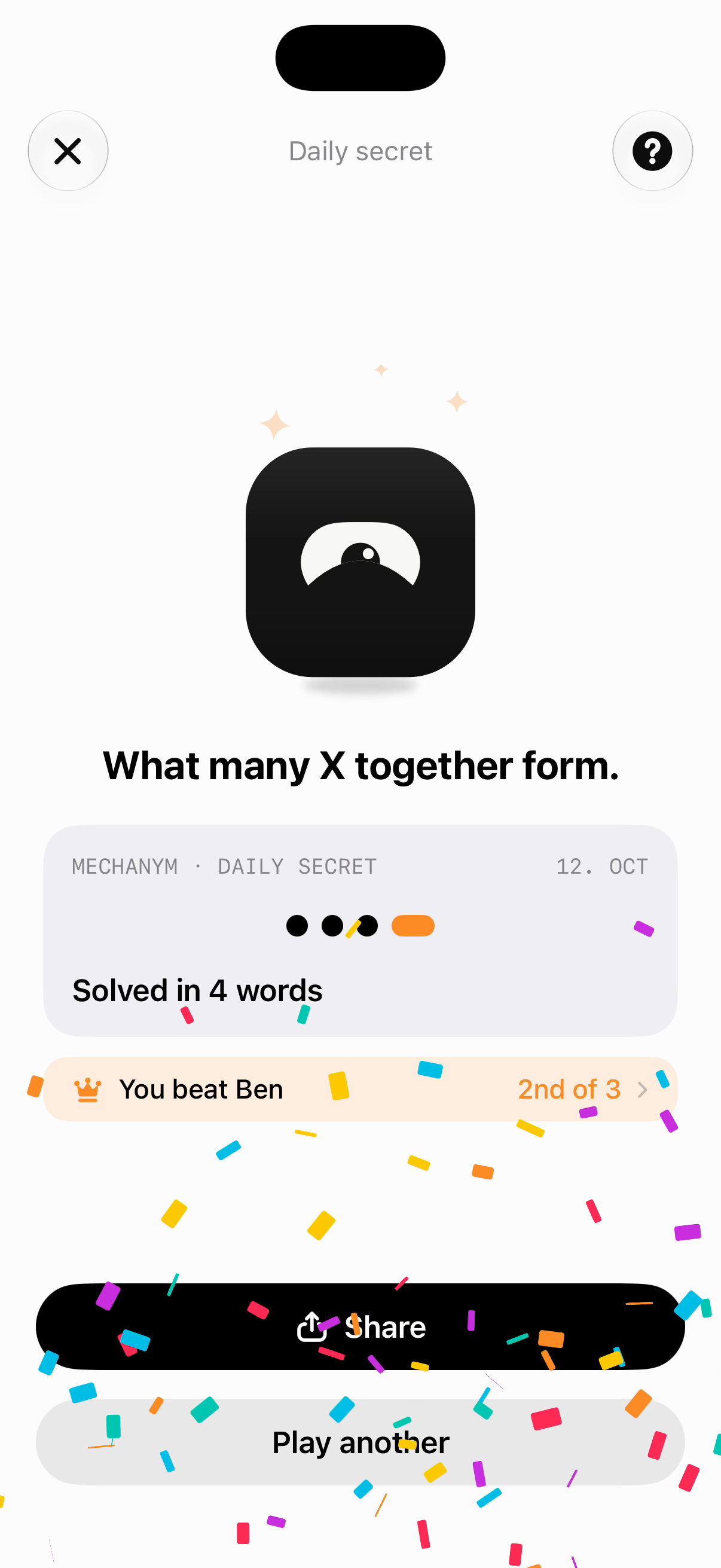 iPhone screenshot: Solved, light